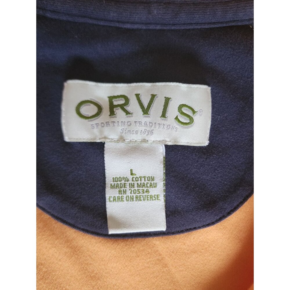 ORVIS Men's Orange Three-Button Placket Short-Sleeve Golf Polo Shirt Size Large - Picture 7 of 10